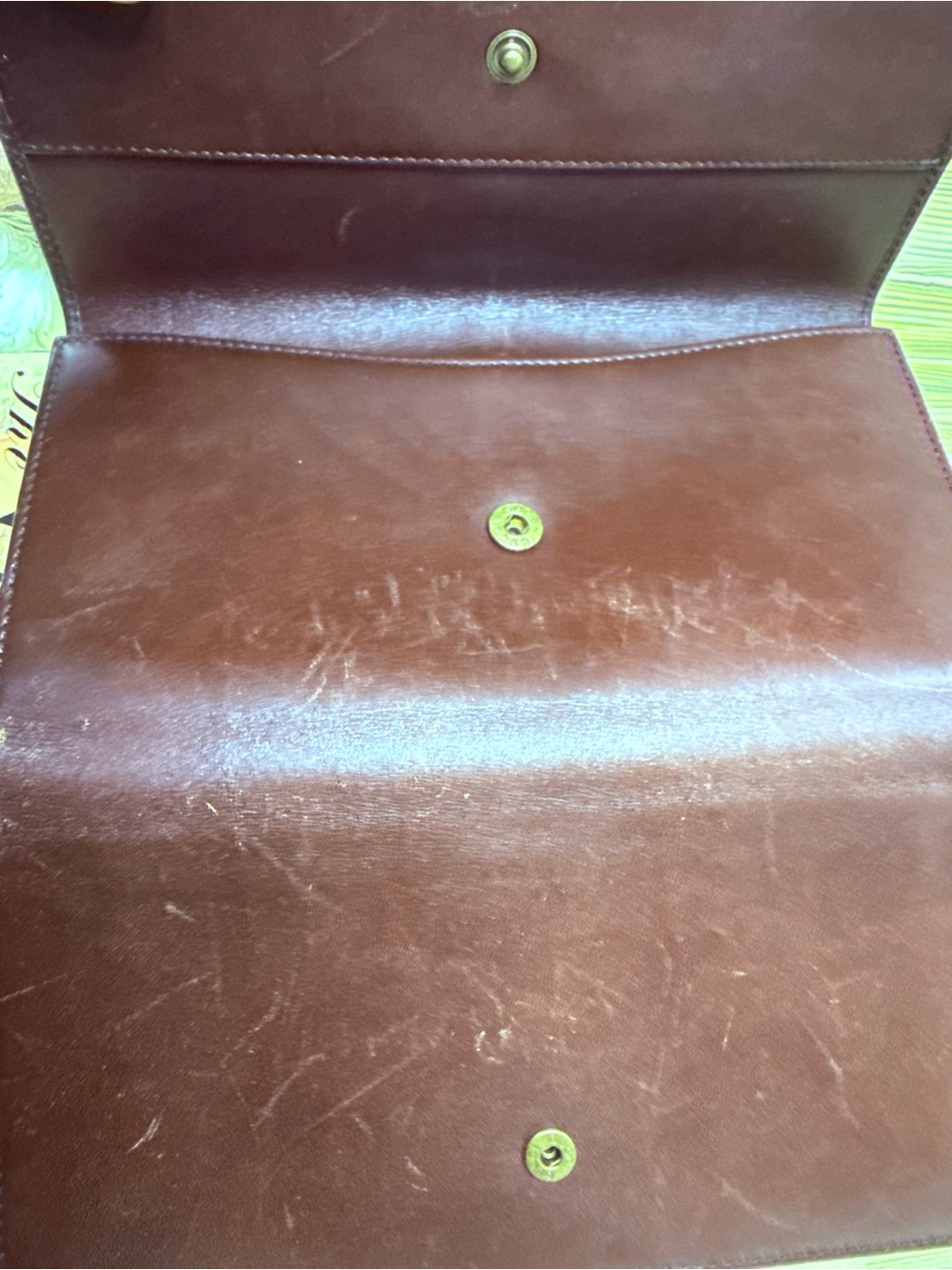 Vintage Gucci Dark Brown Leather Clutch with Gold GG Medallion - Picture 10 of 11